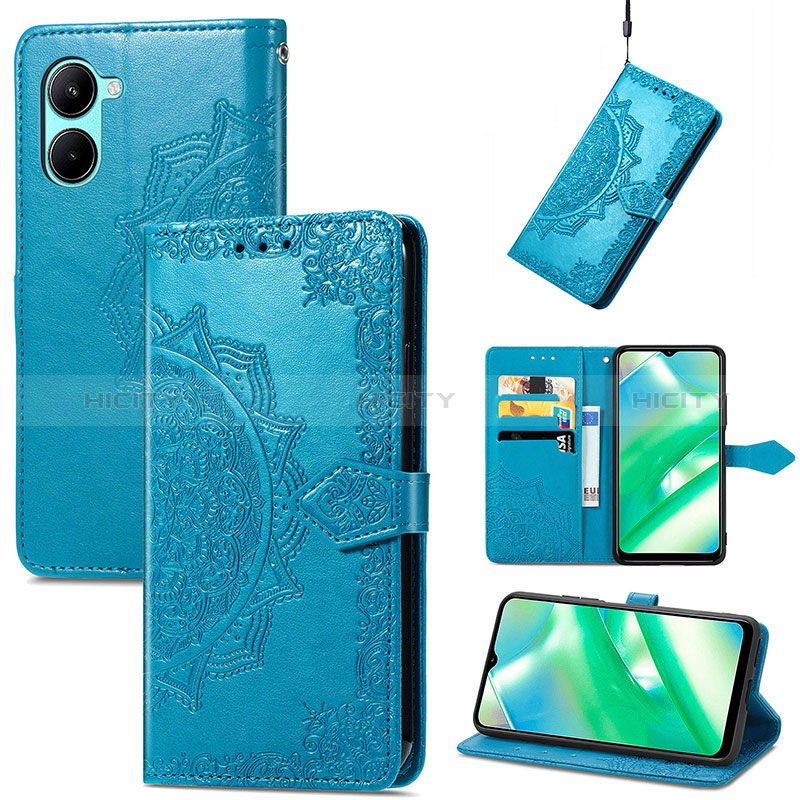 Coque Portefeuille Motif Fantaisie Livre Cuir Etui Clapet pour Realme C33 (2023) Bleu Plus