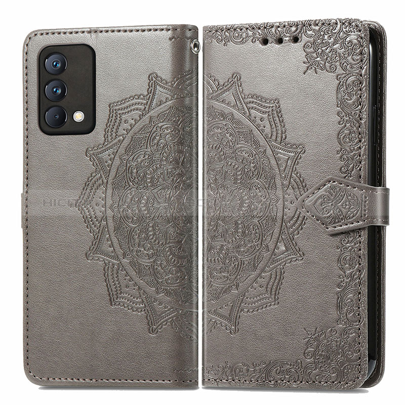 Coque Portefeuille Motif Fantaisie Livre Cuir Etui Clapet pour Realme GT Master 5G Gris Plus