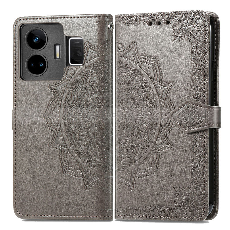 Coque Portefeuille Motif Fantaisie Livre Cuir Etui Clapet pour Realme GT Neo5 240W 5G Gris Plus