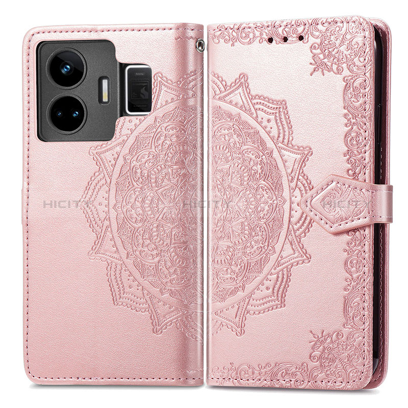 Coque Portefeuille Motif Fantaisie Livre Cuir Etui Clapet pour Realme GT Neo5 240W 5G Or Rose Plus