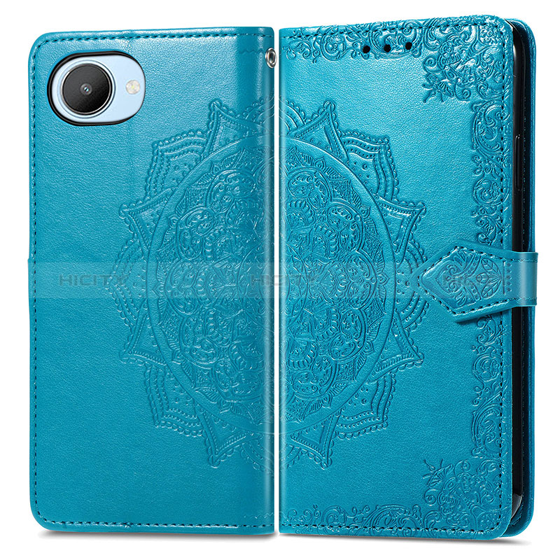 Coque Portefeuille Motif Fantaisie Livre Cuir Etui Clapet pour Realme Narzo 50i Prime Bleu Plus