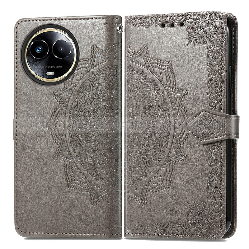 Coque Portefeuille Motif Fantaisie Livre Cuir Etui Clapet pour Realme V50s 5G Gris Plus