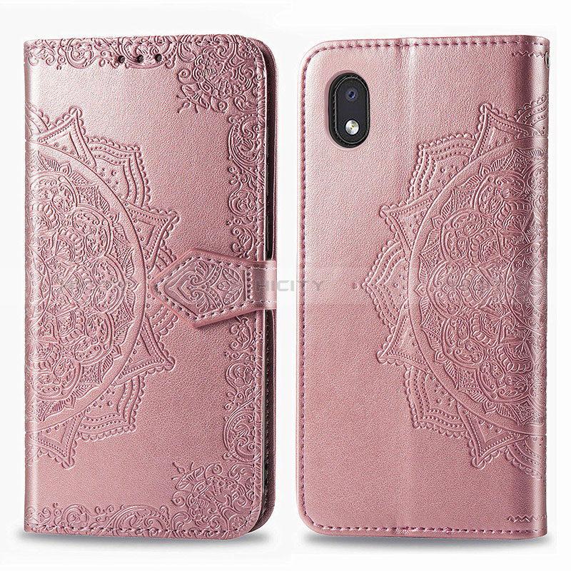 Coque Portefeuille Motif Fantaisie Livre Cuir Etui Clapet pour Samsung Galaxy A01 Core Or Rose Plus