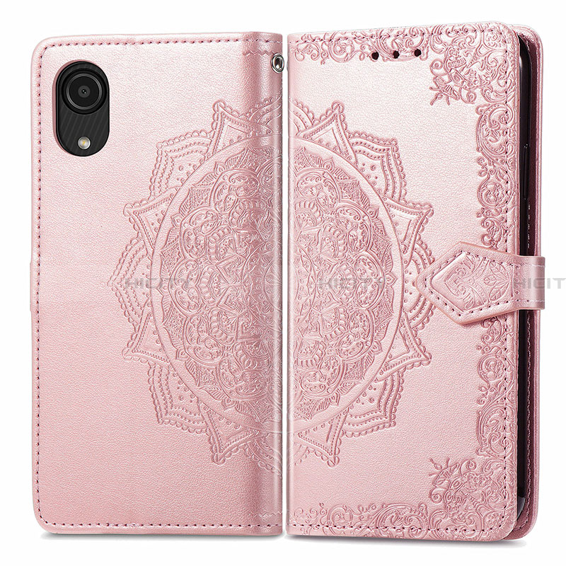 Coque Portefeuille Motif Fantaisie Livre Cuir Etui Clapet pour Samsung Galaxy A03 Core Or Rose Plus