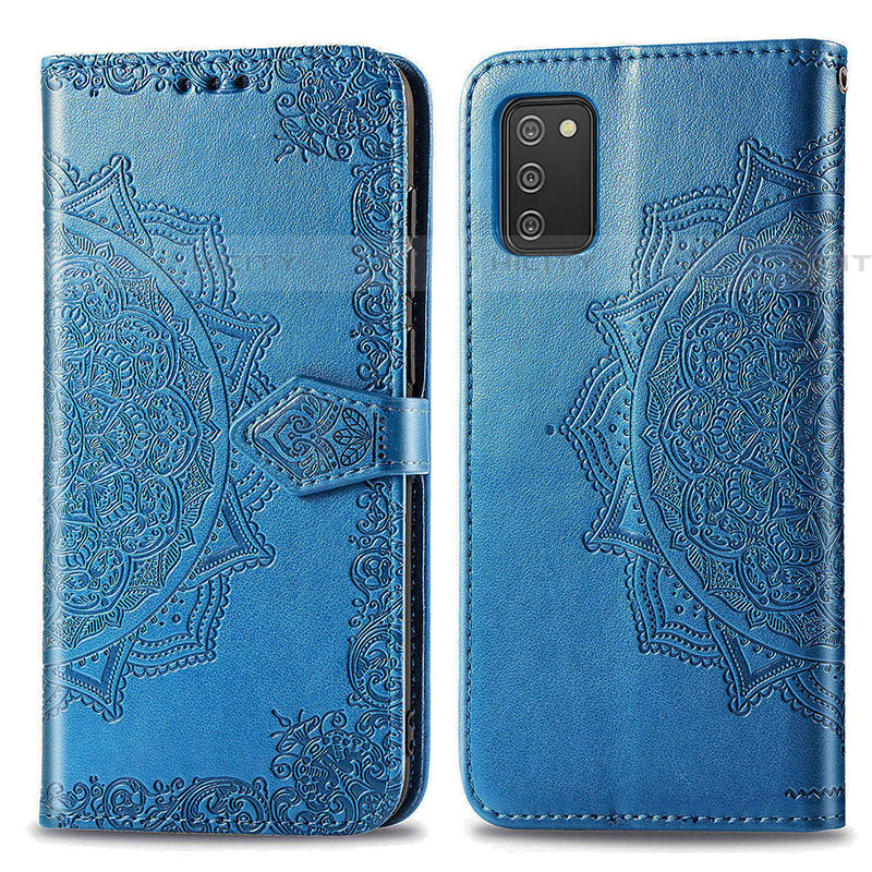 Coque Portefeuille Motif Fantaisie Livre Cuir Etui Clapet pour Samsung Galaxy A03s Bleu Plus