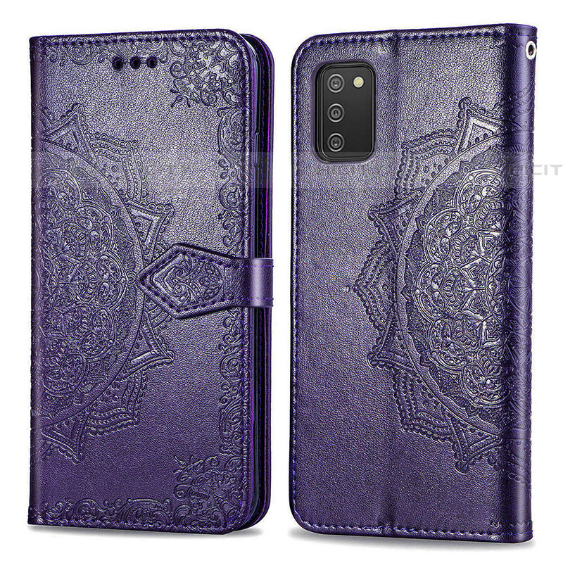 Coque Portefeuille Motif Fantaisie Livre Cuir Etui Clapet pour Samsung Galaxy A03s Violet Plus