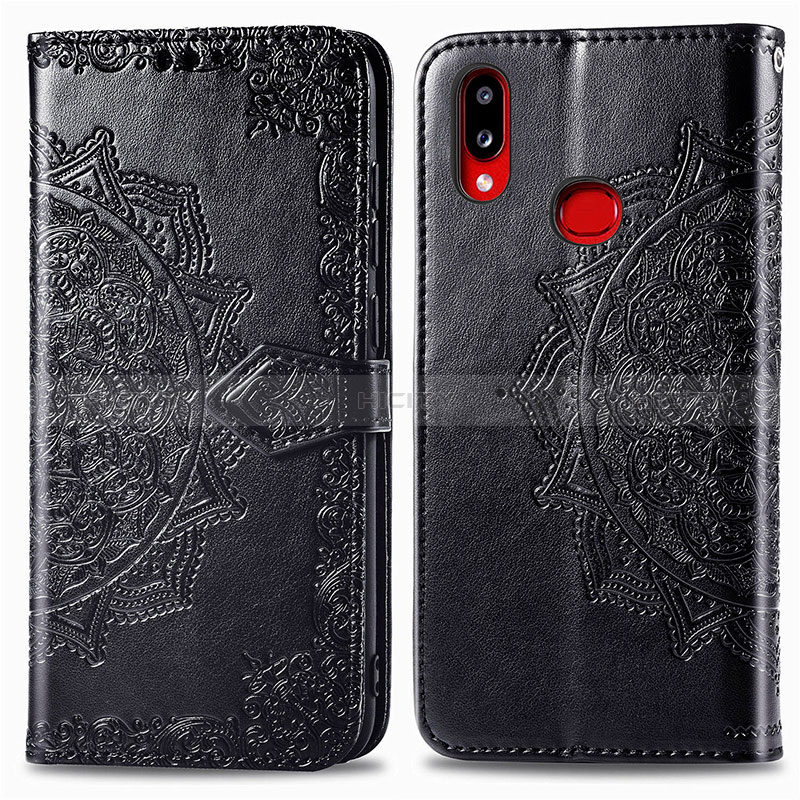 Coque Portefeuille Motif Fantaisie Livre Cuir Etui Clapet pour Samsung Galaxy A10s Noir Plus