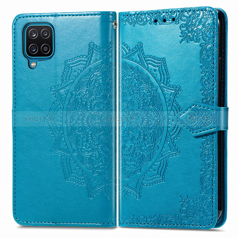 Coque Portefeuille Motif Fantaisie Livre Cuir Etui Clapet pour Samsung Galaxy A12 Bleu Plus