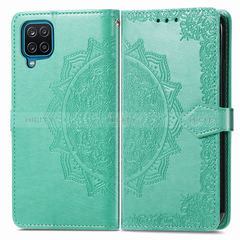 Coque Portefeuille Motif Fantaisie Livre Cuir Etui Clapet pour Samsung Galaxy A12 Vert Plus