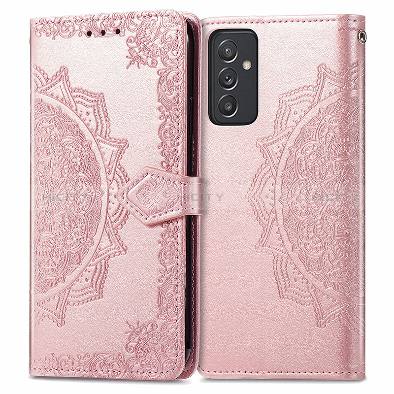 Coque Portefeuille Motif Fantaisie Livre Cuir Etui Clapet pour Samsung Galaxy A15 LTE Or Rose Plus