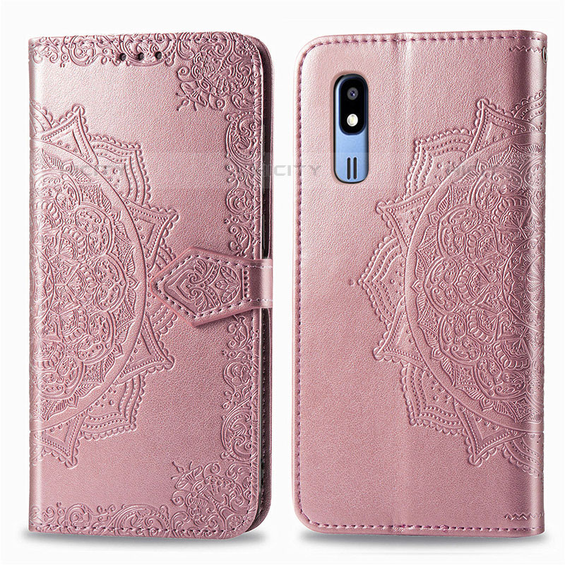 Coque Portefeuille Motif Fantaisie Livre Cuir Etui Clapet pour Samsung Galaxy A2 Core A260F A260G Or Rose Plus