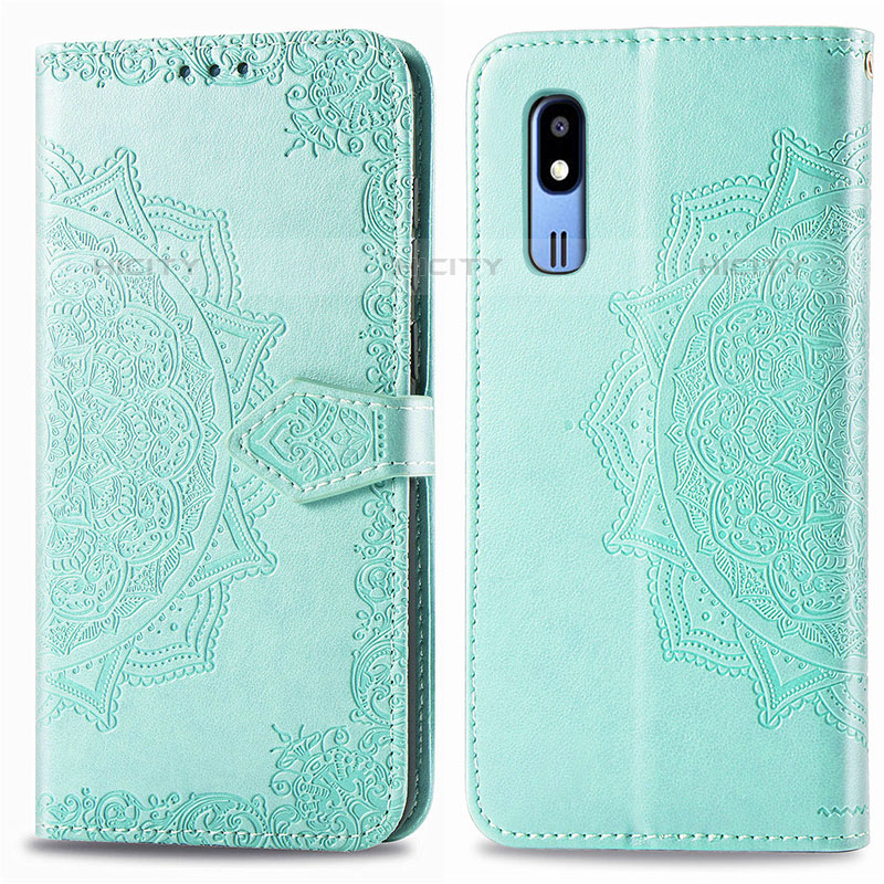 Coque Portefeuille Motif Fantaisie Livre Cuir Etui Clapet pour Samsung Galaxy A2 Core A260F A260G Vert Plus