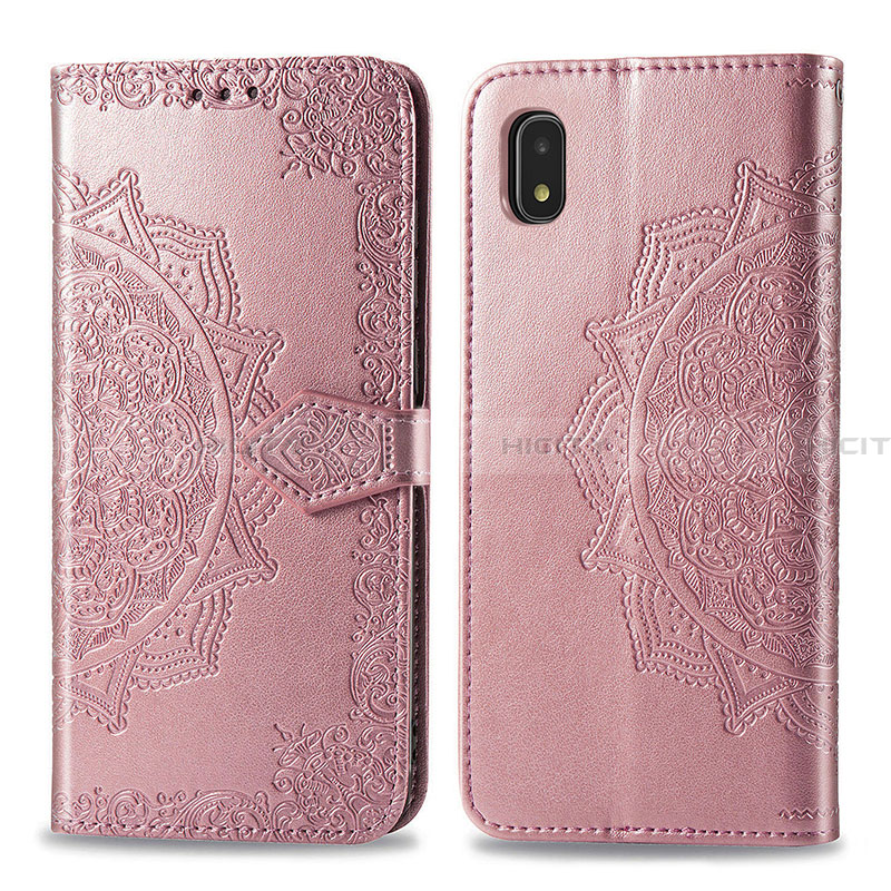 Coque Portefeuille Motif Fantaisie Livre Cuir Etui Clapet pour Samsung Galaxy A21 SC-42A Or Rose Plus