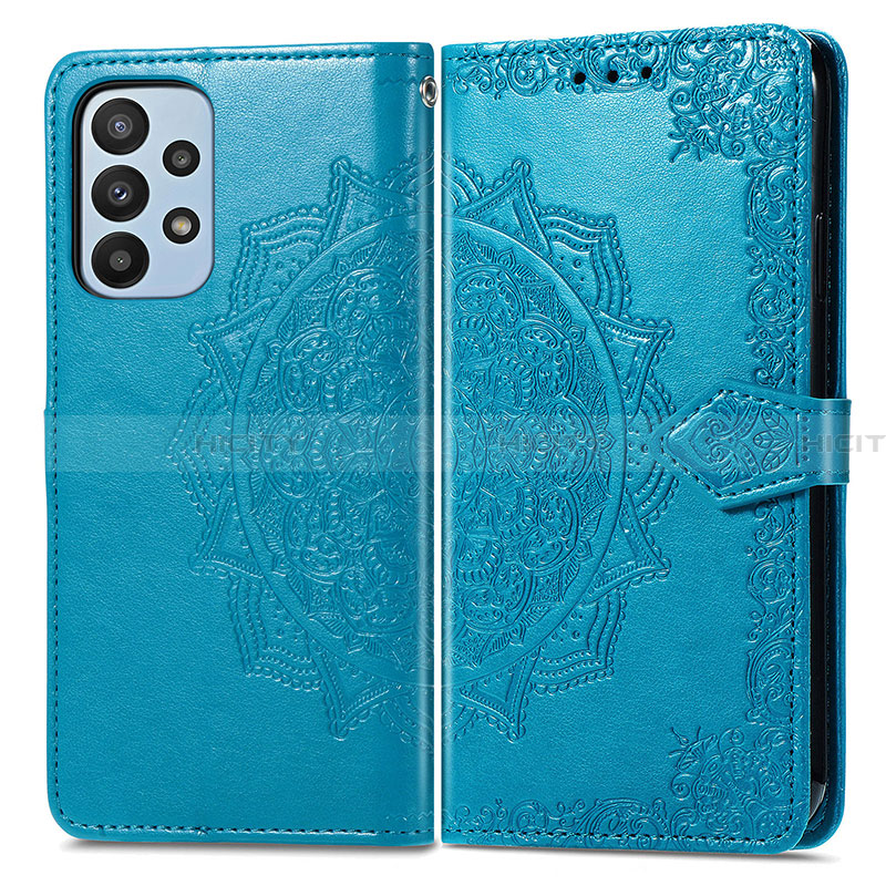 Coque Portefeuille Motif Fantaisie Livre Cuir Etui Clapet pour Samsung Galaxy A23 4G Bleu Plus