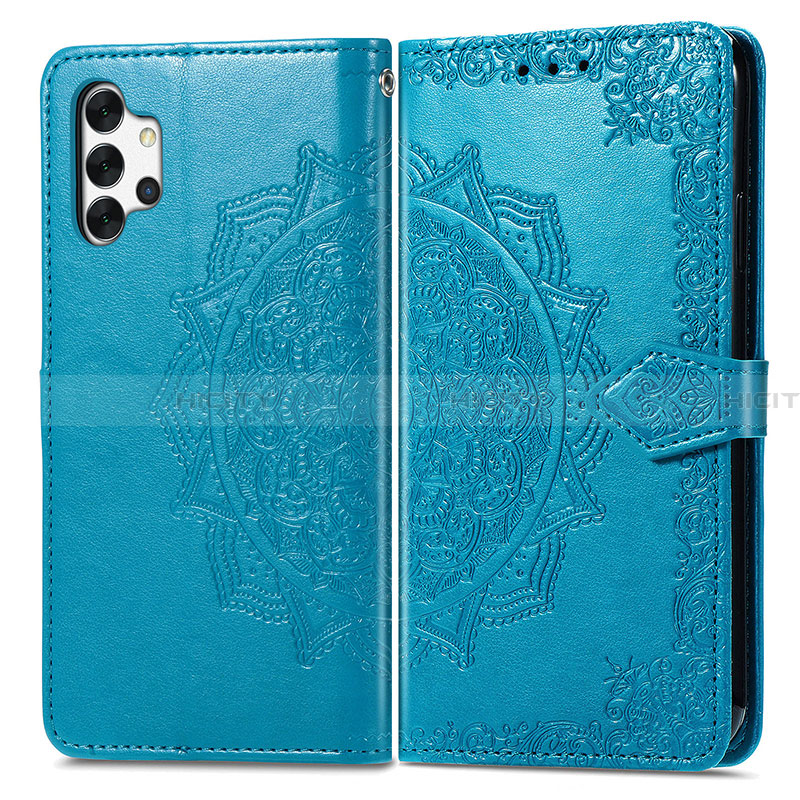 Coque Portefeuille Motif Fantaisie Livre Cuir Etui Clapet pour Samsung Galaxy A32 5G Bleu Plus