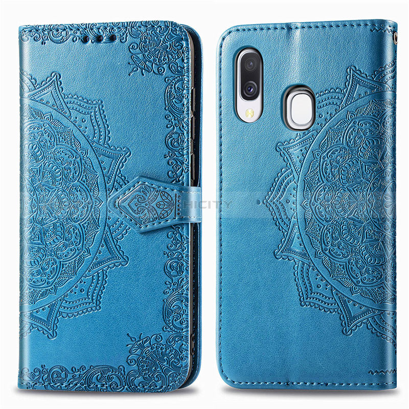 Coque Portefeuille Motif Fantaisie Livre Cuir Etui Clapet pour Samsung Galaxy A40 Bleu Plus