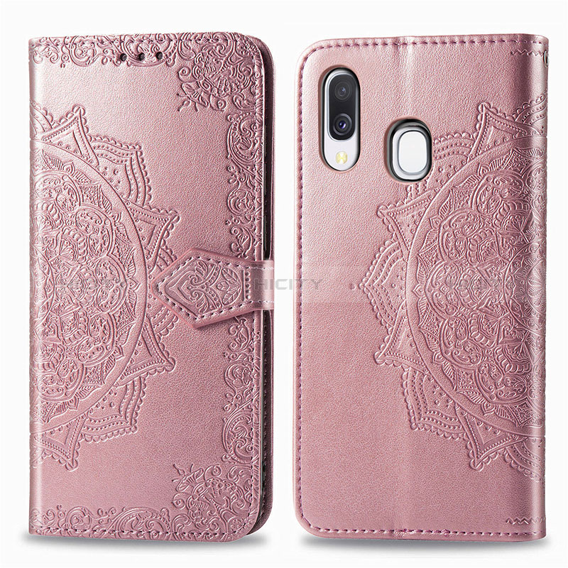 Coque Portefeuille Motif Fantaisie Livre Cuir Etui Clapet pour Samsung Galaxy A40 Or Rose Plus