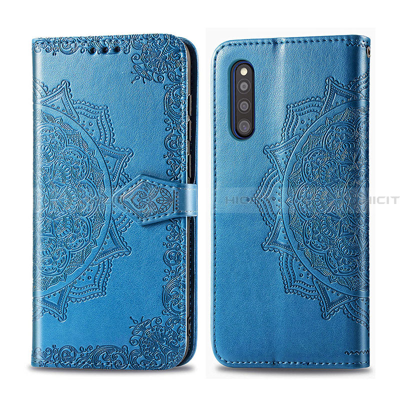 Coque Portefeuille Motif Fantaisie Livre Cuir Etui Clapet pour Samsung Galaxy A41 SC-41A Bleu Plus