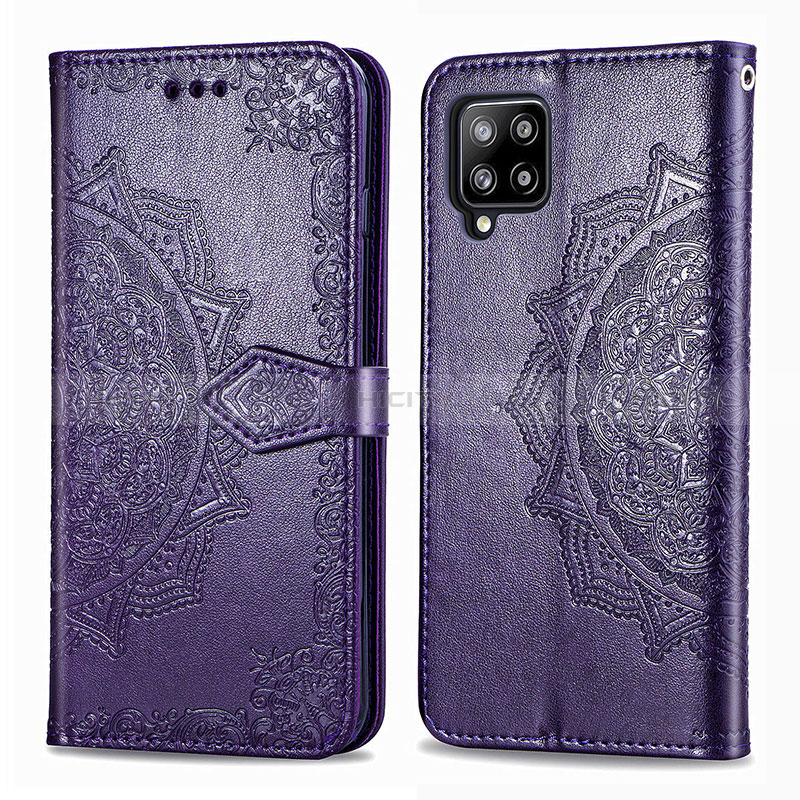 Coque Portefeuille Motif Fantaisie Livre Cuir Etui Clapet pour Samsung Galaxy A42 5G Violet Plus