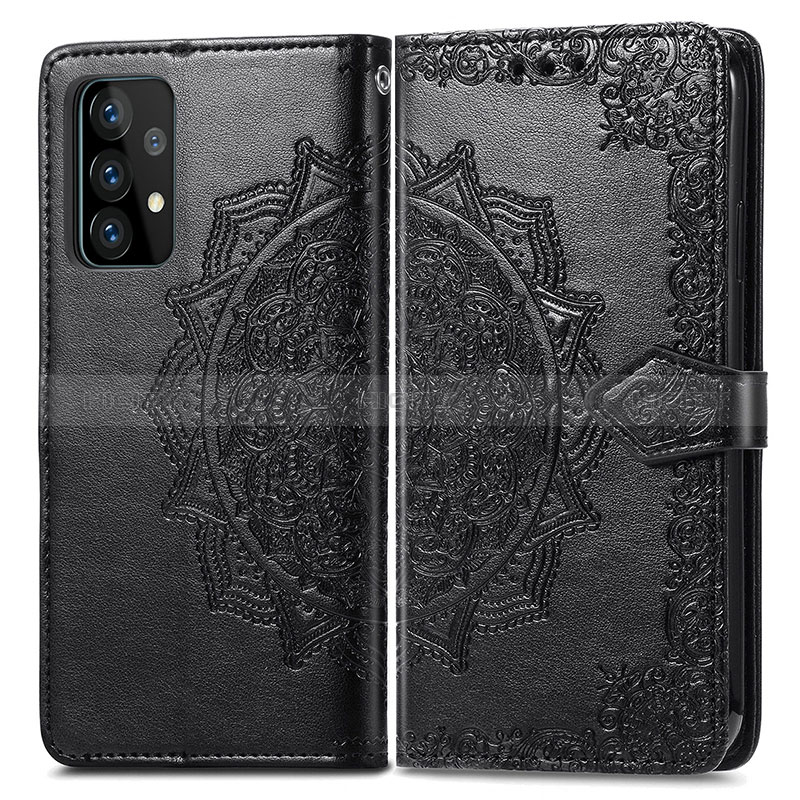 Coque Portefeuille Motif Fantaisie Livre Cuir Etui Clapet pour Samsung Galaxy A52s 5G Noir Plus