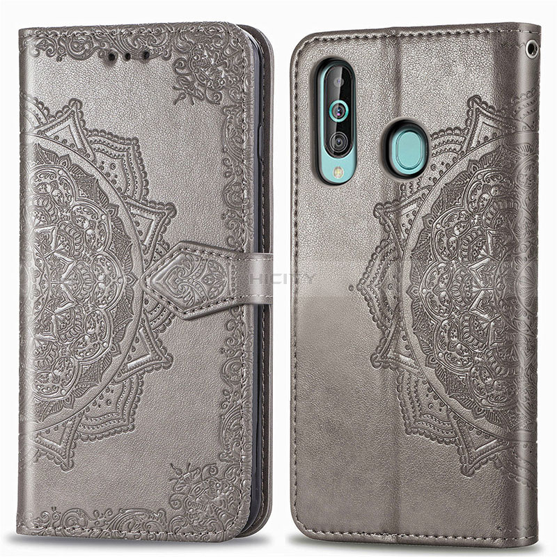 Coque Portefeuille Motif Fantaisie Livre Cuir Etui Clapet pour Samsung Galaxy A60 Gris Plus