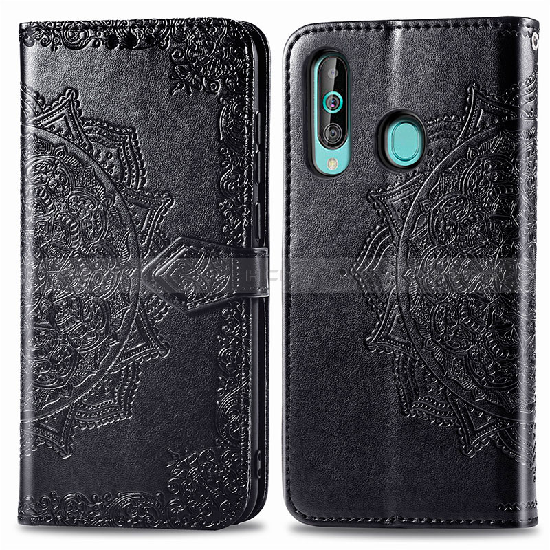 Coque Portefeuille Motif Fantaisie Livre Cuir Etui Clapet pour Samsung Galaxy A60 Noir Plus