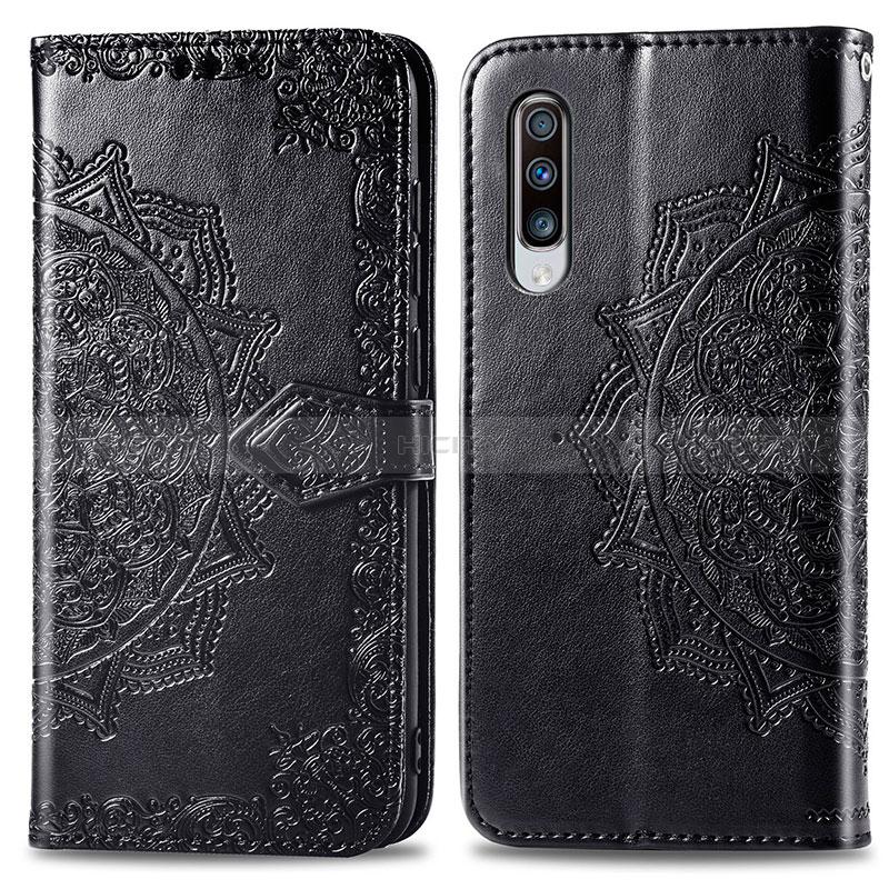 Coque Portefeuille Motif Fantaisie Livre Cuir Etui Clapet pour Samsung Galaxy A70 Noir Plus