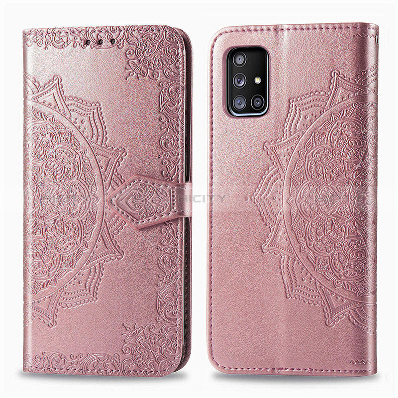 Coque Portefeuille Motif Fantaisie Livre Cuir Etui Clapet pour Samsung Galaxy A71 4G A715 Or Rose Plus