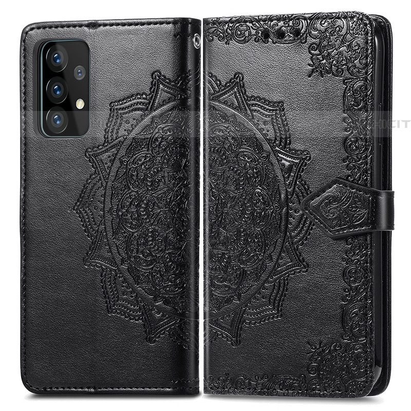 Coque Portefeuille Motif Fantaisie Livre Cuir Etui Clapet pour Samsung Galaxy A72 4G Noir Plus