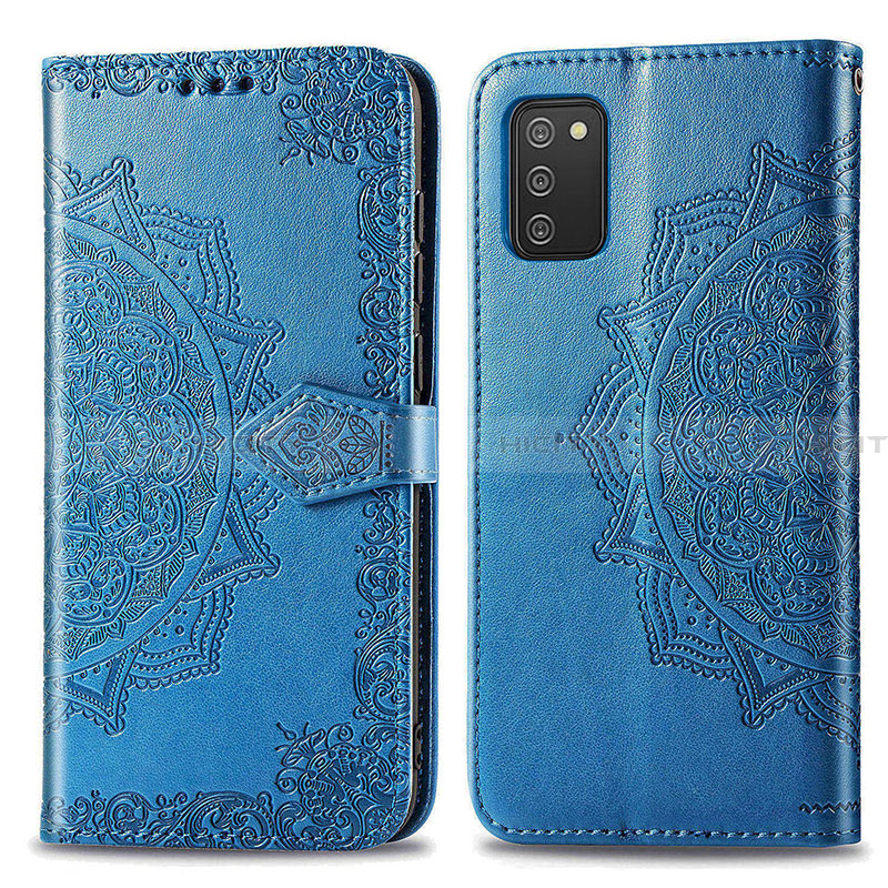 Coque Portefeuille Motif Fantaisie Livre Cuir Etui Clapet pour Samsung Galaxy F02S SM-E025F Bleu Plus