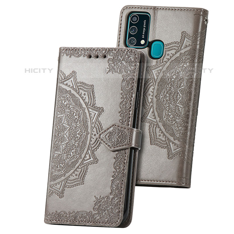 Coque Portefeuille Motif Fantaisie Livre Cuir Etui Clapet pour Samsung Galaxy F41 Gris Plus