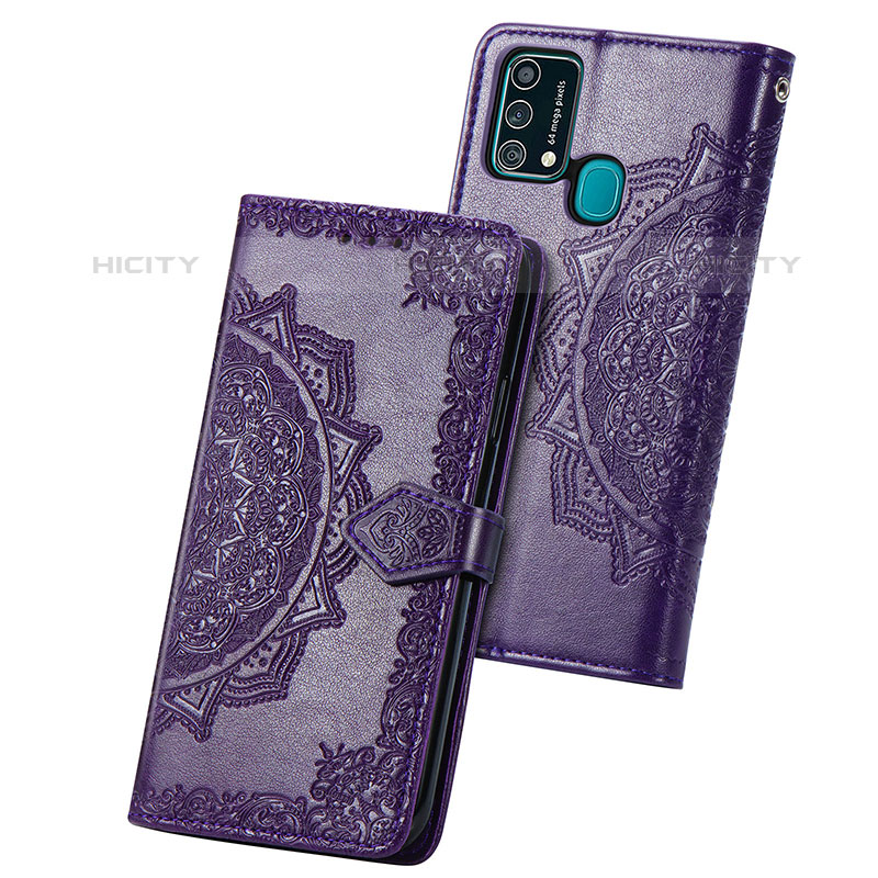 Coque Portefeuille Motif Fantaisie Livre Cuir Etui Clapet pour Samsung Galaxy F41 Violet Plus