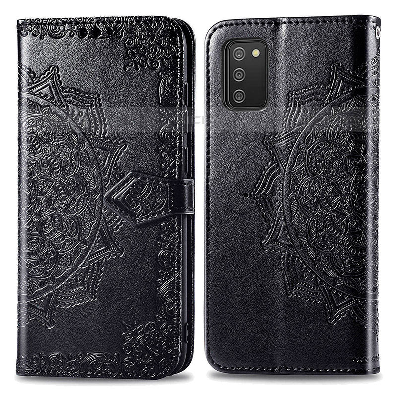 Coque Portefeuille Motif Fantaisie Livre Cuir Etui Clapet pour Samsung Galaxy M02s Noir Plus