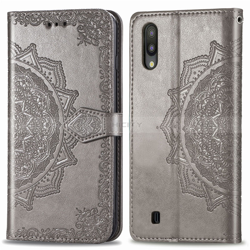 Coque Portefeuille Motif Fantaisie Livre Cuir Etui Clapet pour Samsung Galaxy M10 Gris Plus