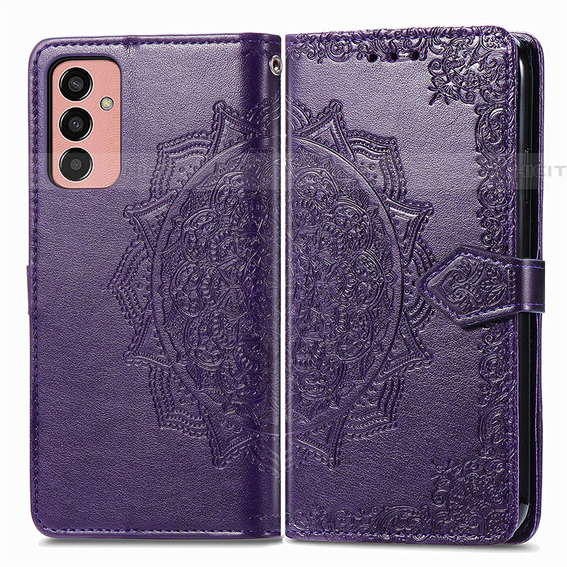 Coque Portefeuille Motif Fantaisie Livre Cuir Etui Clapet pour Samsung Galaxy M13 4G Violet Plus