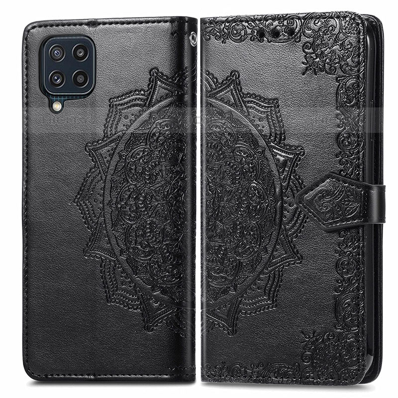 Coque Portefeuille Motif Fantaisie Livre Cuir Etui Clapet pour Samsung Galaxy M32 4G Noir Plus