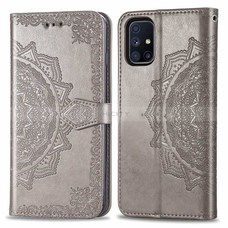 Coque Portefeuille Motif Fantaisie Livre Cuir Etui Clapet pour Samsung Galaxy M51 Gris Plus