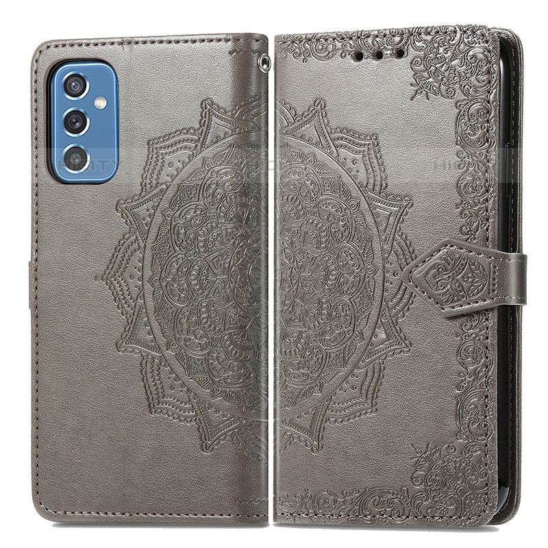 Coque Portefeuille Motif Fantaisie Livre Cuir Etui Clapet pour Samsung Galaxy M52 5G Gris Plus