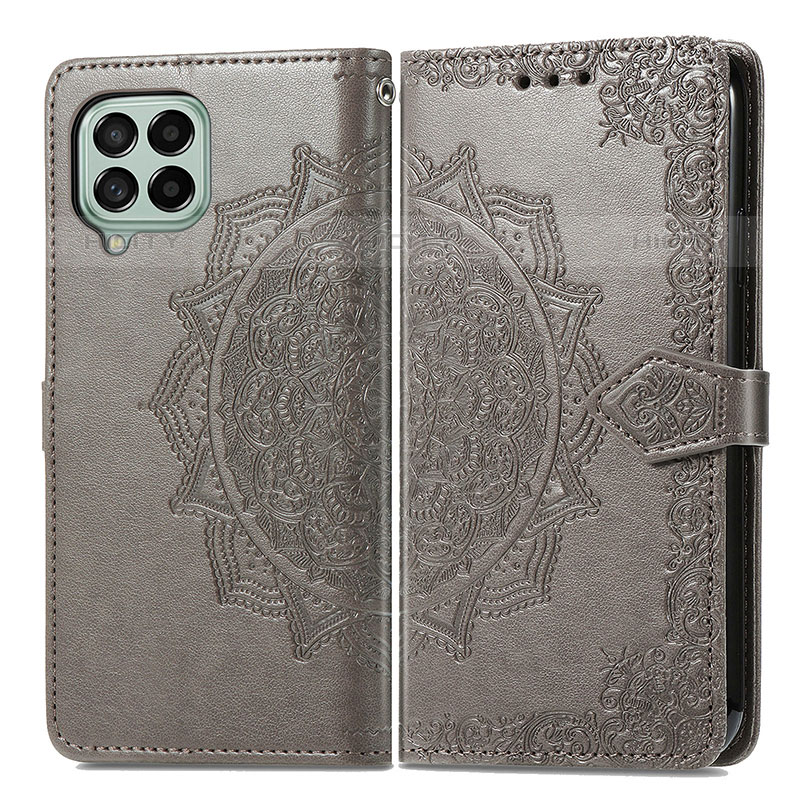 Coque Portefeuille Motif Fantaisie Livre Cuir Etui Clapet pour Samsung Galaxy M53 5G Gris Plus