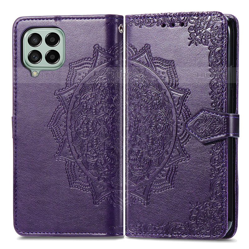 Coque Portefeuille Motif Fantaisie Livre Cuir Etui Clapet pour Samsung Galaxy M53 5G Violet Plus