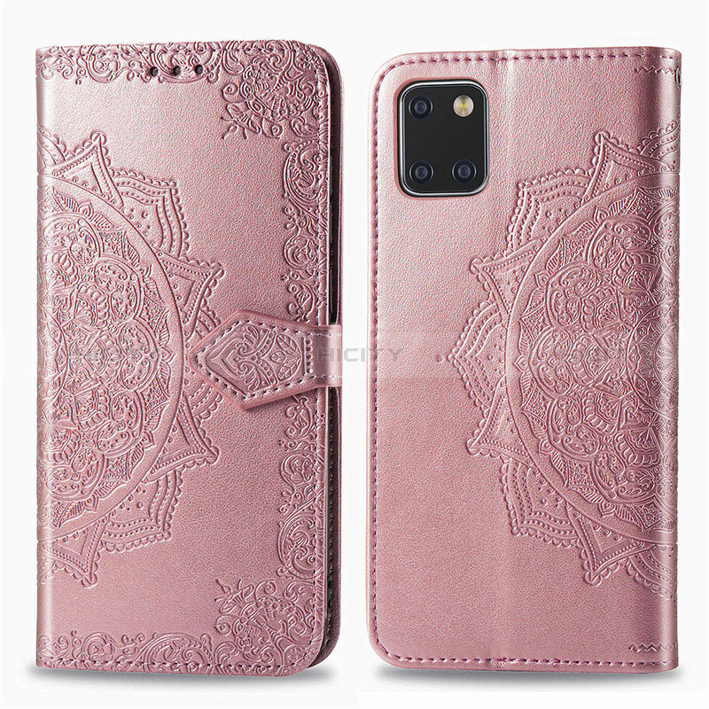 Coque Portefeuille Motif Fantaisie Livre Cuir Etui Clapet pour Samsung Galaxy M60s Or Rose Plus