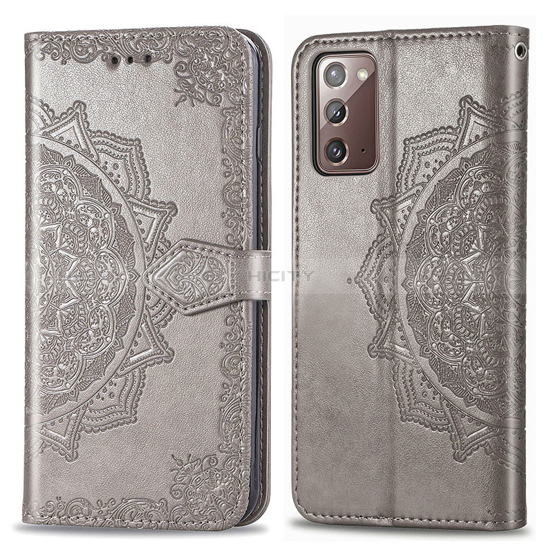 Coque Portefeuille Motif Fantaisie Livre Cuir Etui Clapet pour Samsung Galaxy Note 20 5G Gris Plus