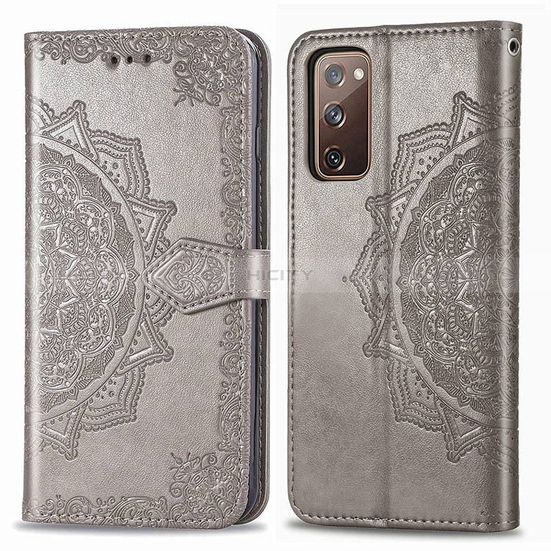 Coque Portefeuille Motif Fantaisie Livre Cuir Etui Clapet pour Samsung Galaxy S20 FE 4G Gris Plus