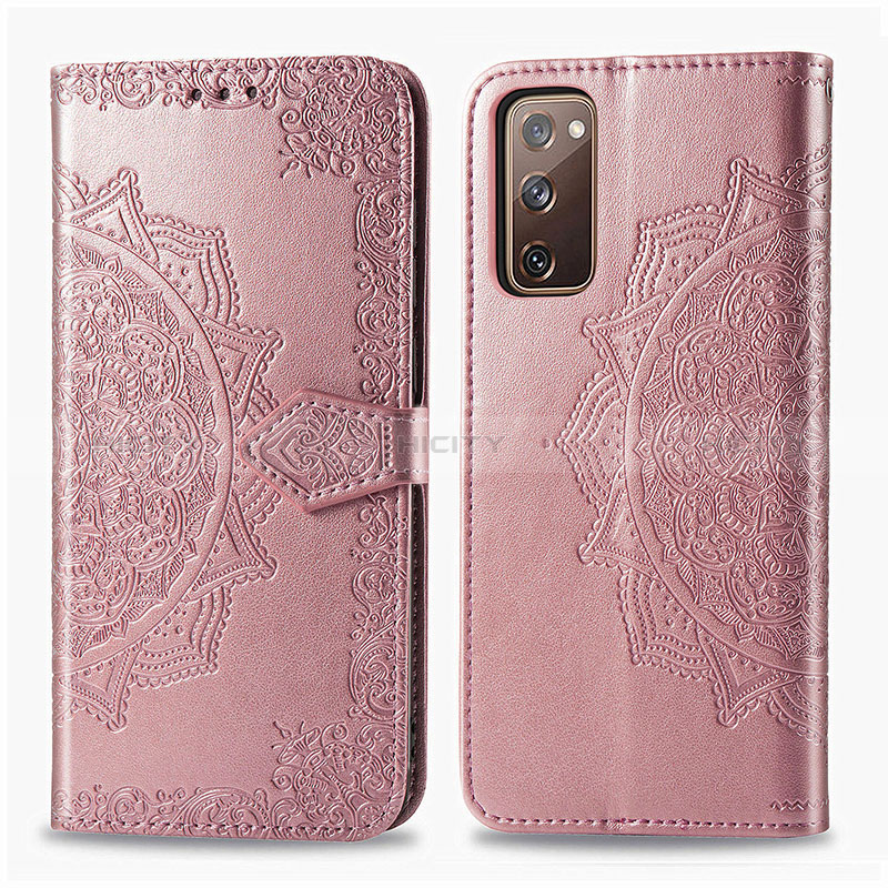 Coque Portefeuille Motif Fantaisie Livre Cuir Etui Clapet pour Samsung Galaxy S20 FE 5G Or Rose Plus