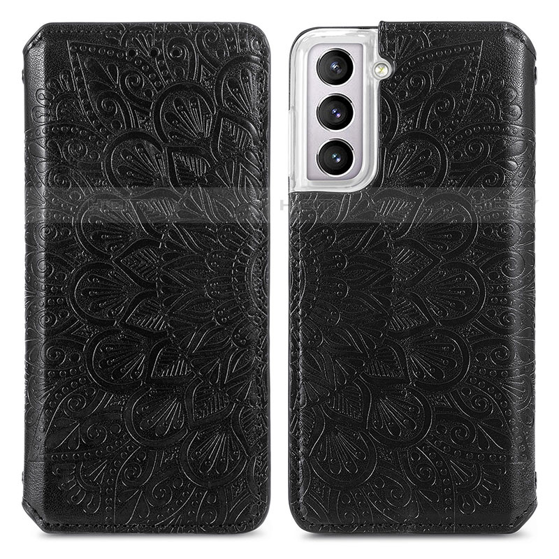 Coque Portefeuille Motif Fantaisie Livre Cuir Etui Clapet pour Samsung Galaxy S21 5G Noir Plus