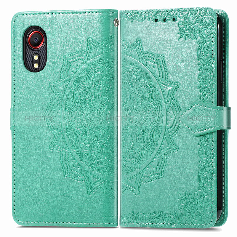 Coque Portefeuille Motif Fantaisie Livre Cuir Etui Clapet pour Samsung Galaxy XCover 5 SM-G525F Vert Plus