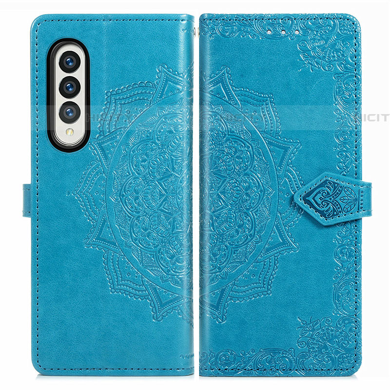 Coque Portefeuille Motif Fantaisie Livre Cuir Etui Clapet pour Samsung Galaxy Z Fold4 5G Bleu Plus