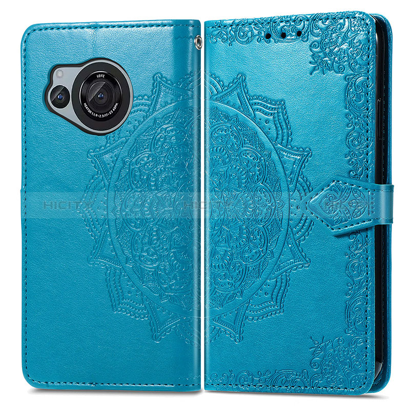 Coque Portefeuille Motif Fantaisie Livre Cuir Etui Clapet pour Sharp Aquos R8s Bleu Plus