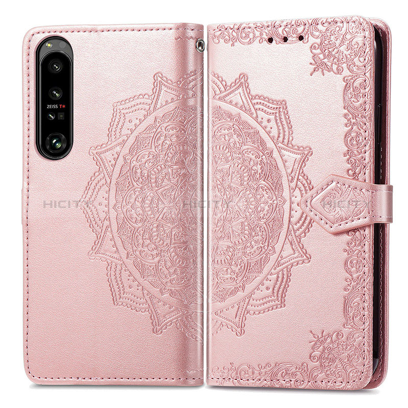 Coque Portefeuille Motif Fantaisie Livre Cuir Etui Clapet pour Sony Xperia 1 IV Or Rose Plus