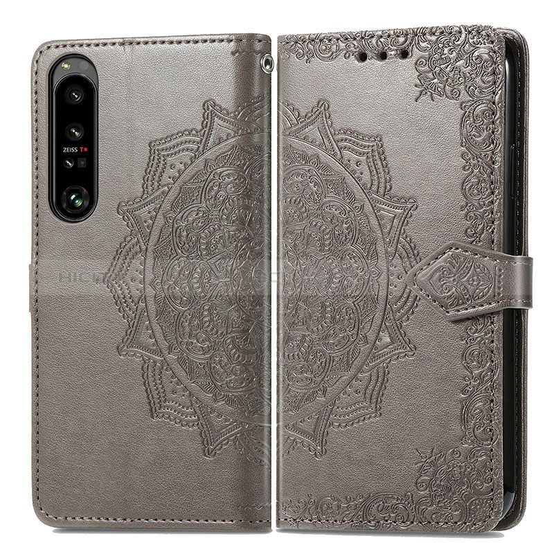 Coque Portefeuille Motif Fantaisie Livre Cuir Etui Clapet pour Sony Xperia 1 IV SO-51C Gris Plus